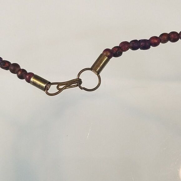 Funky Retro Statement Necklace Bohemian 5 Strand Metal Beads 5 Ring Pendants - Picture 5 of 7